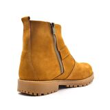 Rakerplus Hakiki Deri Sarı Fermuarlı Kışlık Kız Erkek Çocuk Bot