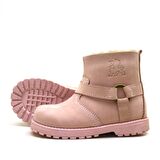 Rakerplus Hakiki Deri Pembe Fermuarlı Kız Bebek Bot