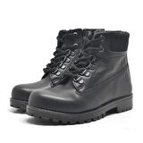 Hakiki Deri Siyah Fermuarlı Kışlık Çocuk Bot