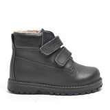 Rakerplus Hakiki Deri Siyah Kürklü Cırtlı Unisex Bebek Bot