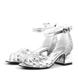 Belle Gümüş Kalın Topuklu Kız Çocuk Abiye Ayakkabı