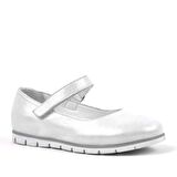 Hakiki Deri Gümüş Cırtlı Kız Çocuk Babet