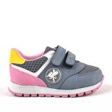 Hakiki Deri Gri Cırtlı Kız Bebek Spor Ayakkabı