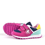 Hakiki Deri Fuşya Cırtlı Kız Bebek Spor Ayakkabı