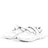 Hakiki Deri Beyaz Cırtlı Kız Çocuk Sneaker