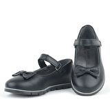 Hakiki Deri Siyah Kız Çocuk Babet