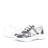 Hakiki Deri Platin Pembe Kalın Taban Kız Çocuk Sneakers Ayakkabı