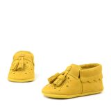 Hapshoe Kids Hakiki Deri Sarı Püsküllü Lastikli Bebek Patik