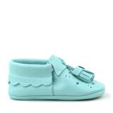 Hapshoe Kids Hakiki Deri Yeşil Püsküllü Lastikli Bebek Patik