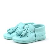 Hapshoe Kids Hakiki Deri Yeşil Püsküllü Lastikli Bebek Patik