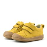 Rakerplus Hakiki Deri Sarı Cırtlı Anatomik Bebek Spor Ayakkabı Sneaker