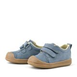 Rakerplus Hakiki Deri Gri Cırtlı Anatomik Bebek Spor Ayakkabı Sneaker
