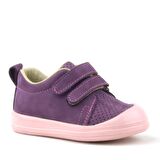 Rakerplus Hakiki Deri Mor Cırtlı Anatomik Bebek Spor Ayakkabı Sneaker