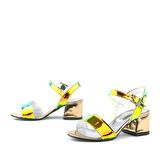 Hologram Bakır-Yeşil Kalın Topuklu Kız Çocuk Abiye Ayakkabı