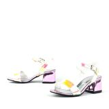 Hologram Pembe-Sarı Kalın Topuklu Kız Çocuk Abiye Ayakkabı