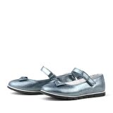 Rakerplus Hakiki Deri Antrasit Lacivert Cırtlı Kız Çocuk Babet