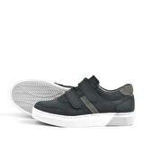 Hakiki Deri Siyah Cırtlı Erkek Çocuk Sneaker