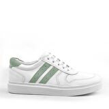 Hakiki Deri Beyaz Bağcıklı Fermuarlı Çocuk Sneaker