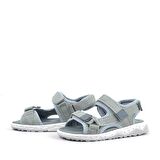 Rakerplus Gri Kordon Detaylı Konfor Tabanlı Cırtlı Çocuk Sandalet