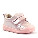 Rakerplus Hakiki Deri Pudra Işıltılı Anatomik Bebek Spor Ayakkabı Sneaker