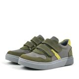 Hakiki Deri Haki Gri Cırtlı Erkek Çocuk Sneaker