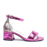 Hapshoe Kids Fuşya Rugan Simli Kalın Topuklu Kız Çocuk Abiye Ayakkabı