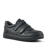 Rakerplus Hakiki Deri Siyah Cırtlı Erkek Çocuk Sneaker