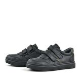 Rakerplus Hakiki Deri Siyah Cırtlı Erkek Çocuk Sneaker