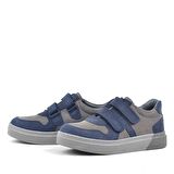 Rakerplus Hakiki Deri Lacivert Gri Cırtlı Erkek Çocuk Sneaker Ayakkabı