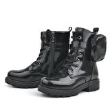 Rakerplus Siyah Rugan Fermuarlı Bağcıklı Cüzdanlı Kız Çocuk Bot