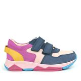 Rakerplus Hakiki Deri Lacivert Pembe Çocuk Sneakers Spor Ayakkabı