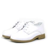 Rakerplus Kırık Beyaz Rugan Lastik Bağcıklı Bebek Klasik Ayakkabı