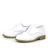 Rakerplus Kırık Beyaz Rugan Lastik Bağcıklı Bebek Klasik Ayakkabı