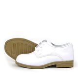 Rakerplus Kırık Beyaz Rugan Lastik Bağcıklı Bebek Klasik Ayakkabı