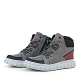 Rakerplus Hakiki Deri Gri Fermuarlı Erkek Çocuk Bot