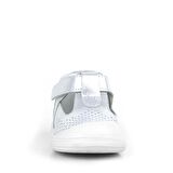 Rakerplus Shaun Hakiki Deri Beyaz Simli Cırtlı Anatomik Bebek Sandalet Ayakkabı