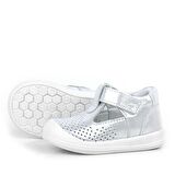 Rakerplus Shaun Hakiki Deri Beyaz Simli Cırtlı Anatomik Bebek Sandalet Ayakkabı