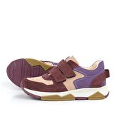 Rakerplus Hakiki Deri Bordo Pembe Kız Çocuk Cırtlı Sneakers Spor Ayakkabı