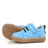 Anatomik Hakiki Deri Yumuşak Mavi Lastikli Cırtlı Çocuk Ayakkabı