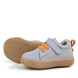 Anatomik Hakiki Deri Gri Yumuşak Lastikli Cırtlı Çocuk Ayakkabı