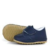 Hakiki Deri Lacivert Cırtlı Bebek Patik Ayakkabı