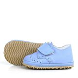 Hakiki Deri Mavi Cırtlı Bebek Patik Ayakkabı