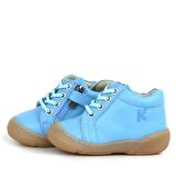 Anatomik Yumuşak Hakiki Deri Fermuarlı Mavi Bebek Bot Ayakkabı