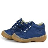 Anatomik Yumuşak Hakiki Deri Fermuarlı Lacivert Bebek Bot Ayakkabı