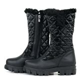 Rakerplus Siyah Uzun Fermuarlı Kız Çocuk Yağmur Çizmesi