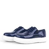 Rakerplus Derby Lacivert Rugan Beyaz Taban Çocuk Klasik Ayakkabı