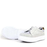 Rakerplus Hakiki Deri Gri Bağcıklı Çocuk Günlük Okul Ayakkabı