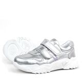 Rakerplus Hakiki Deri Gümüş Beyaz Tabanlı Kız Çocuk Sneakers Ayakkabı