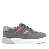 Rakerplus Gri Hakiki Deri Bağcıklı Erkek Çocuk Sneaker Ayakkabı
