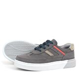 Rakerplus Gri Hakiki Deri Bağcıklı Erkek Çocuk Sneaker Ayakkabı